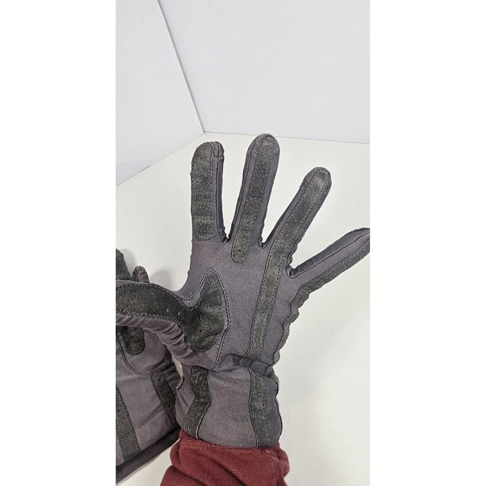 Vintage Isotoner Women's Winter Gloves Gray Leather Grip Insulated Medium - Picture 4 of 5
